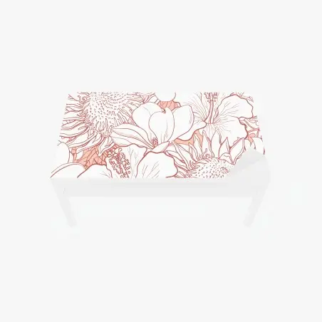 Sticker pour table et bureau motif floral tropical aux lignes saumon – Wallnifity®