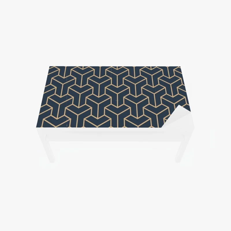 Sticker pour table et bureau motif géométrique bleu marine et doré en 3d – Wallnifity®