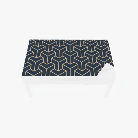Sticker pour table et bureau motif géométrique bleu marine et doré en 3d – Wallnifity®