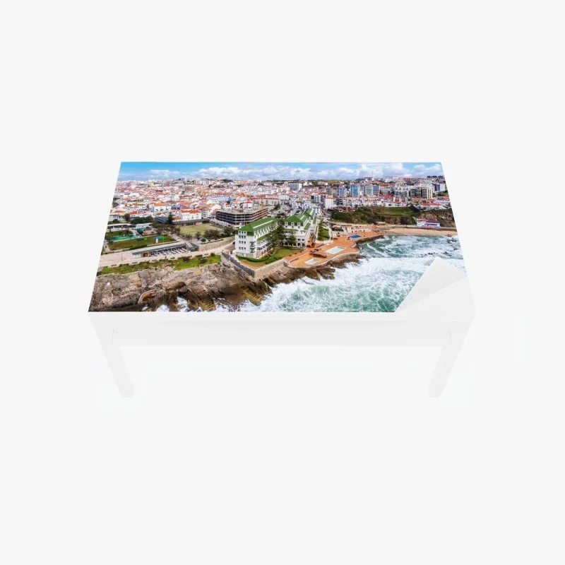 Sticker pour table et bureau vue aérienne d'une ville côtière sur falaises – Wallnifity®