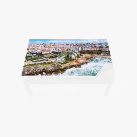Sticker pour table et bureau vue aérienne d'une ville côtière sur falaises – Wallnifity®