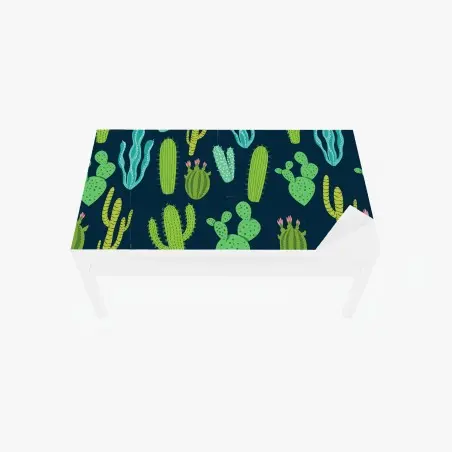 Sticker pour table et bureau motif botanique de cactus et succulentes vertes et bleues – Wallnifity®