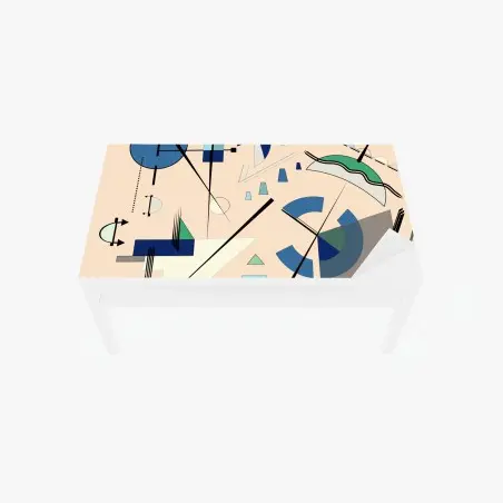 Sticker pour table et bureau composition géométrique abstraite bleu-vert minimaliste – Wallnifity®