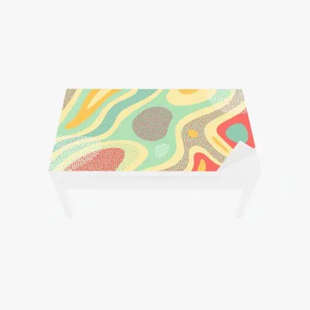Sticker pour table et bureau composition abstraite menthe et corail aux motifs organiques – Wallnifity®