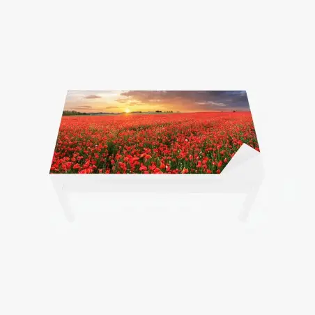 Sticker pour table et bureau mer de coquelicots au coucher du soleil – Wallnifity®