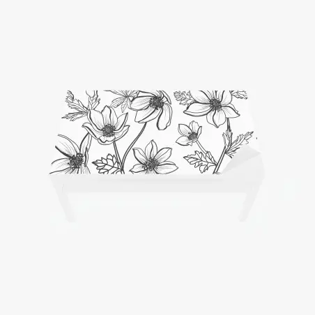 Sticker pour table et bureau motif floral délicat en noir et blanc – Wallnifity®