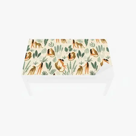 Sticker pour table et bureau danse sauvage: femmes et léopards dans la jungle – Wallnifity®