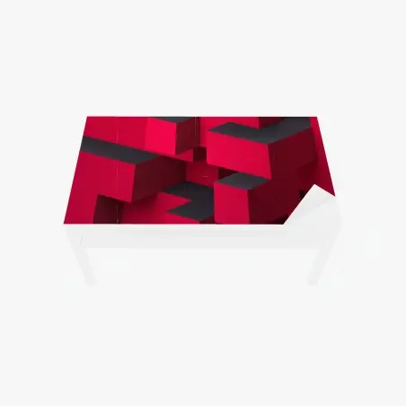 Sticker pour table et bureau composition cubique rouge et noire – Wallnifity®