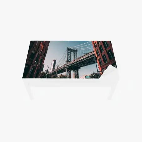 Sticker pour table et bureau vue urbaine du pont de Manhattan depuis Brooklyn – Wallnifity®