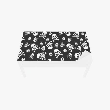 Sticker pour table et bureau motif crânes et os croisés noir et blanc – Wallnifity®