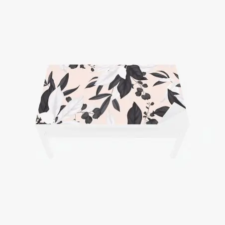 Sticker pour table et bureau motif botanique monochrome sur fond rose – Wallnifity®
