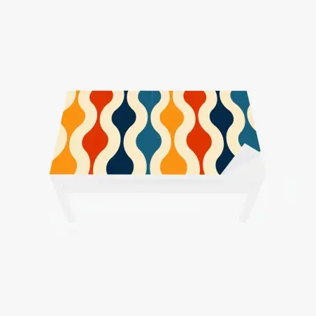 Sticker pour table et bureau motif rétro ondulé aux couleurs chaudes – Wallnifity®