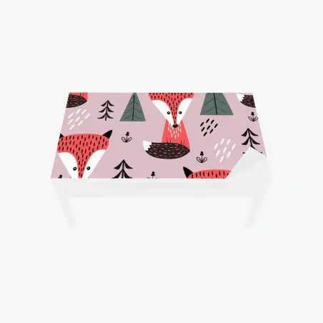 Sticker pour table et bureau motif renard scandinave rose – Wallnifity®