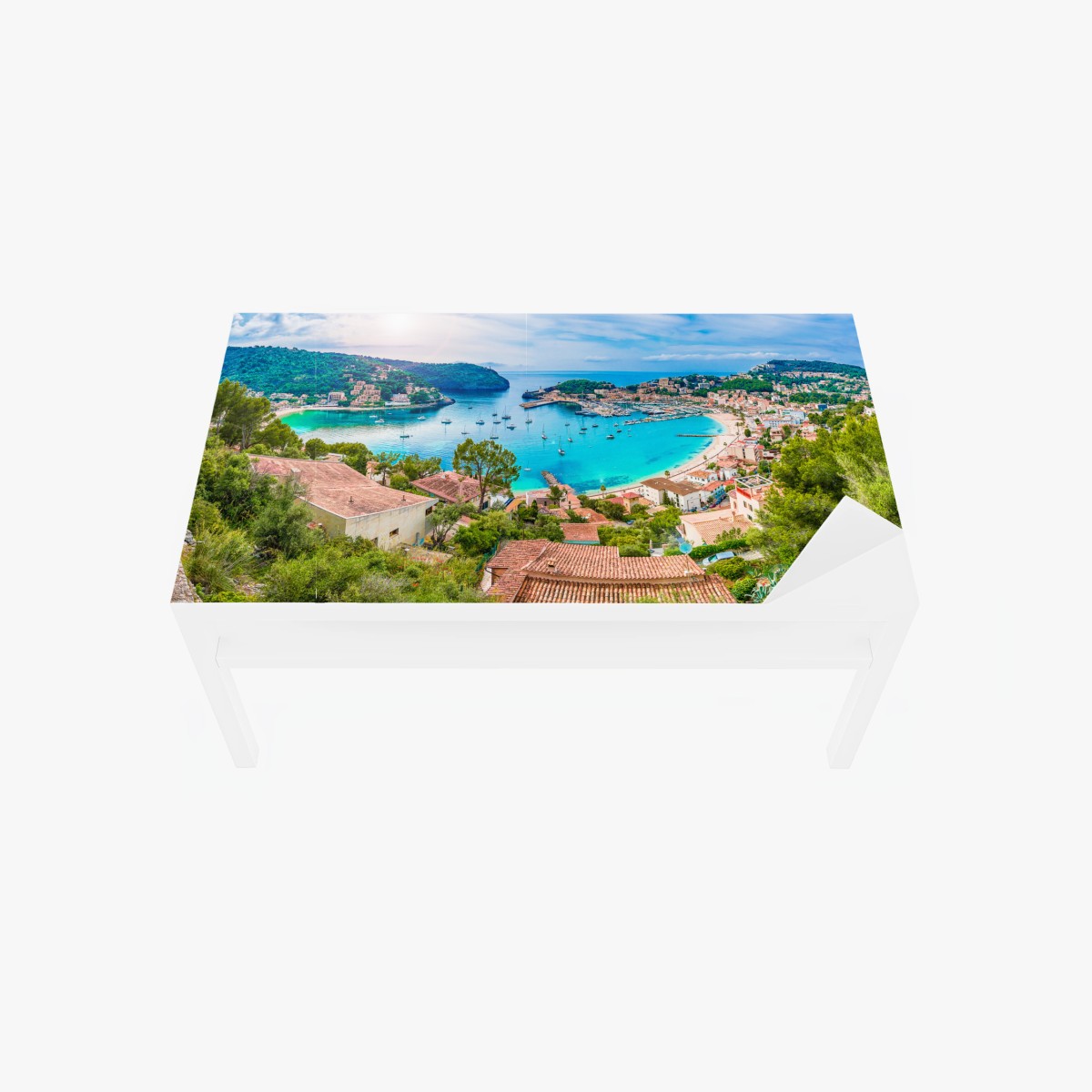 Sticker pour table et bureau panorama turquoise de Port de Sóller – Wallnifity®