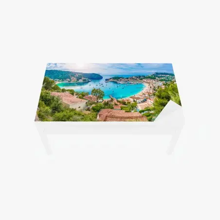 Sticker pour table et bureau panorama turquoise de Port de Sóller – Wallnifity®