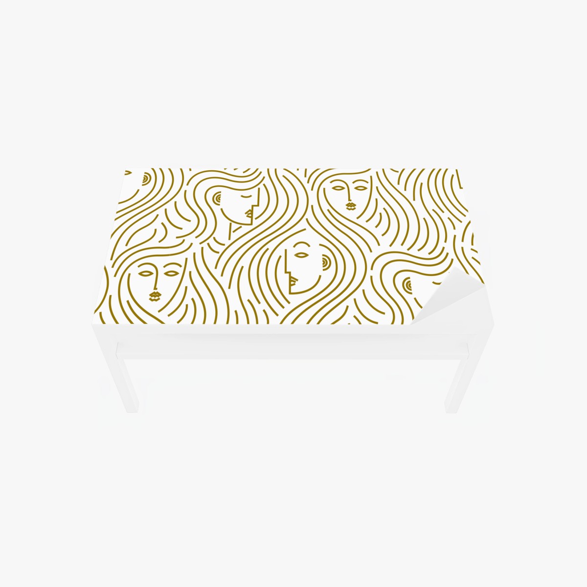 Sticker pour table et bureau motif de visages dorés aux cheveux ondulés – Wallnifity®