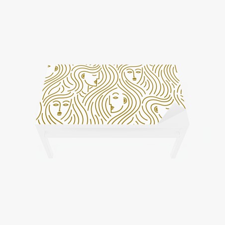 Sticker pour table et bureau motif de visages dorés aux cheveux ondulés – Wallnifity®