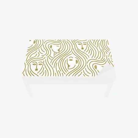 Sticker pour table et bureau motif de visages dorés aux cheveux ondulés – Wallnifity®