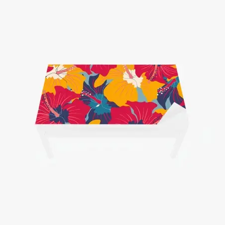 Sticker pour table et bureau paradis tropical aux hibiscus rétro – Wallnifity®