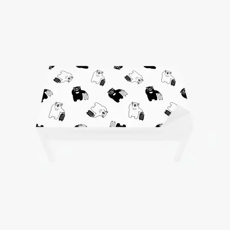 Sticker pour table et bureau motif d'ours voyageurs en noir et blanc – Wallnifity®