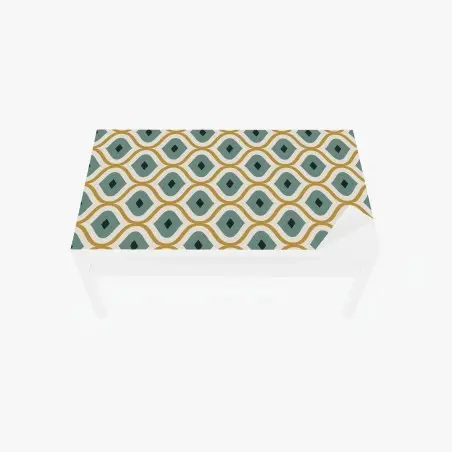 Sticker pour table et bureau motif géométrique élégant en vert et or – Wallnifity®