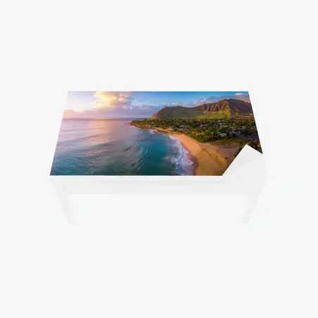 Sticker pour table et bureau panorama côtier tropical au coucher de soleil – Wallnifity®