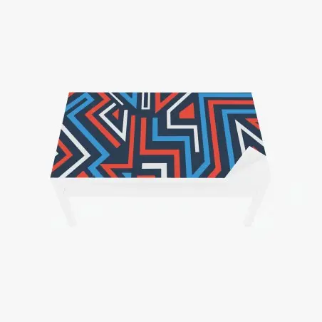 Sticker pour table et bureau motif géométrique dynamique bleu et rouge – Wallnifity®