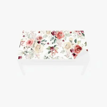 Sticker pour table et bureau motif floral aquarelle aux roses poudrées – Wallnifity®