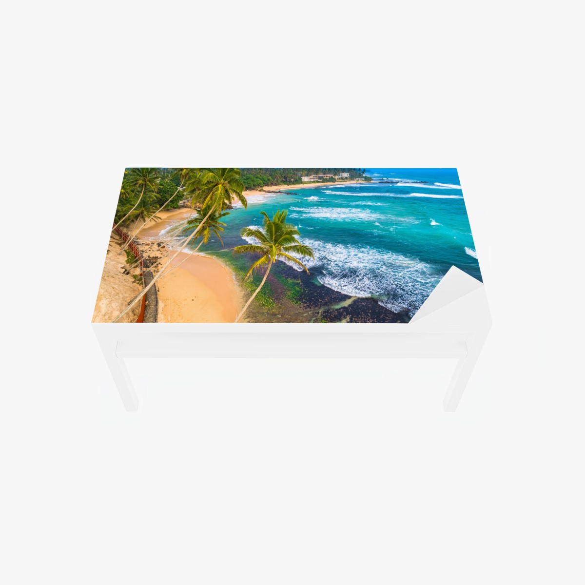 Sticker pour table et bureau paysage côtier tropical avec palmiers – Wallnifity®