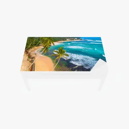 Sticker pour table et bureau paysage côtier tropical avec palmiers – Wallnifity®