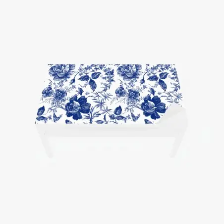 Sticker pour table et bureau motif floral bleu classique et raffiné – Wallnifity®