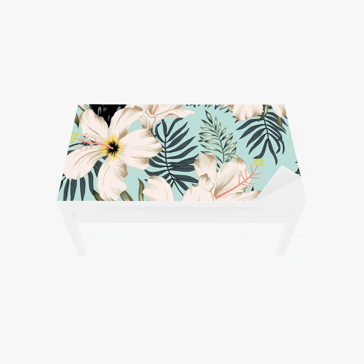 Sticker pour table et bureau motif tropical hibiscus et toucans sur fond menthe – Wallnifity® Sticker pour table et bureau motif tropical hibiscus et toucans sur fond menthe – Wallnifity®