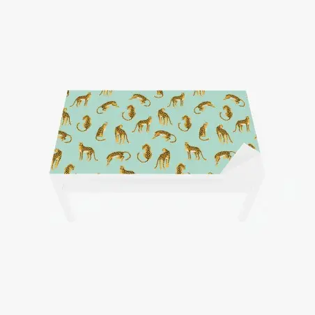 Sticker pour table et bureau motif guépards sur fond menthe – Wallnifity®