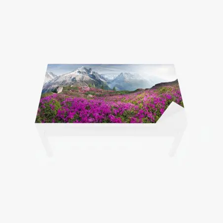 Sticker pour table et bureau champ de rhododendrons au pied du Mont Blanc – Wallnifity®