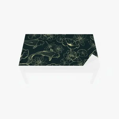Sticker pour table et bureau motif carpes koi et nénuphars, illustration élégante – Wallnifity®
