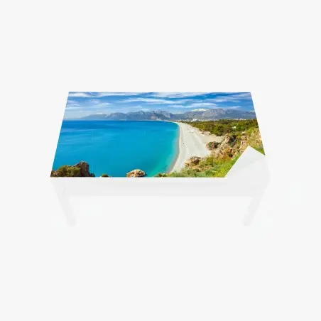 Sticker pour table et bureau panorama marin de la plage de Konyaalti, Antalya, Turquie – Wallnifity®