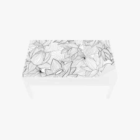 Sticker pour table et bureau motif floral linéaire noir et blanc – Wallnifity®