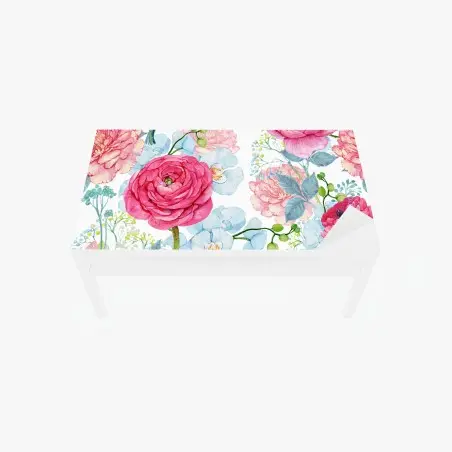 Sticker pour table et bureau motif floral aquarelle avec colibri et pivoines – Wallnifity®