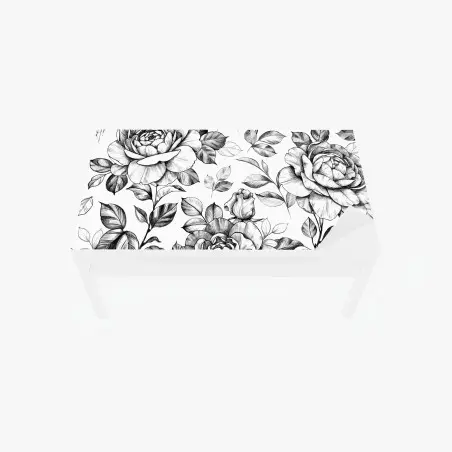 Sticker pour table et bureau motif floral vintage rose en dessin au crayon – Wallnifity®