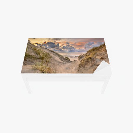 Sticker pour table et bureau coucher de soleil sur les dunes de Zélande – Wallnifity®