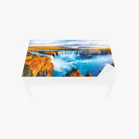 Sticker pour table et bureau lever de soleil sur Godafoss, panorama d'Islande – Wallnifity®