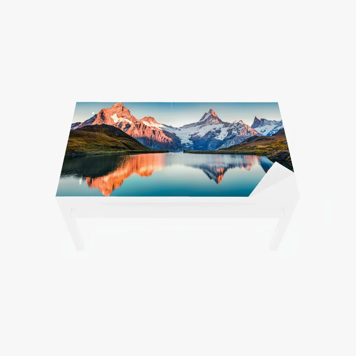 Sticker pour table et bureau panoramique alpin au coucher de soleil à Bachalpsee, Grindelwald – Wallnifity® Sticker pour table et bureau panoramique alpin au coucher de soleil à Bachalpsee, Grindelwald – Wallnifity®