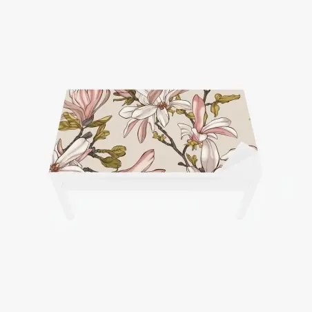 Sticker pour table et bureau motif magnolia élégant en teintes pastel – Wallnifity®