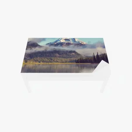 Sticker pour table et bureau paysage matinal du lac et des montagnes d'Oregon – Wallnifity®