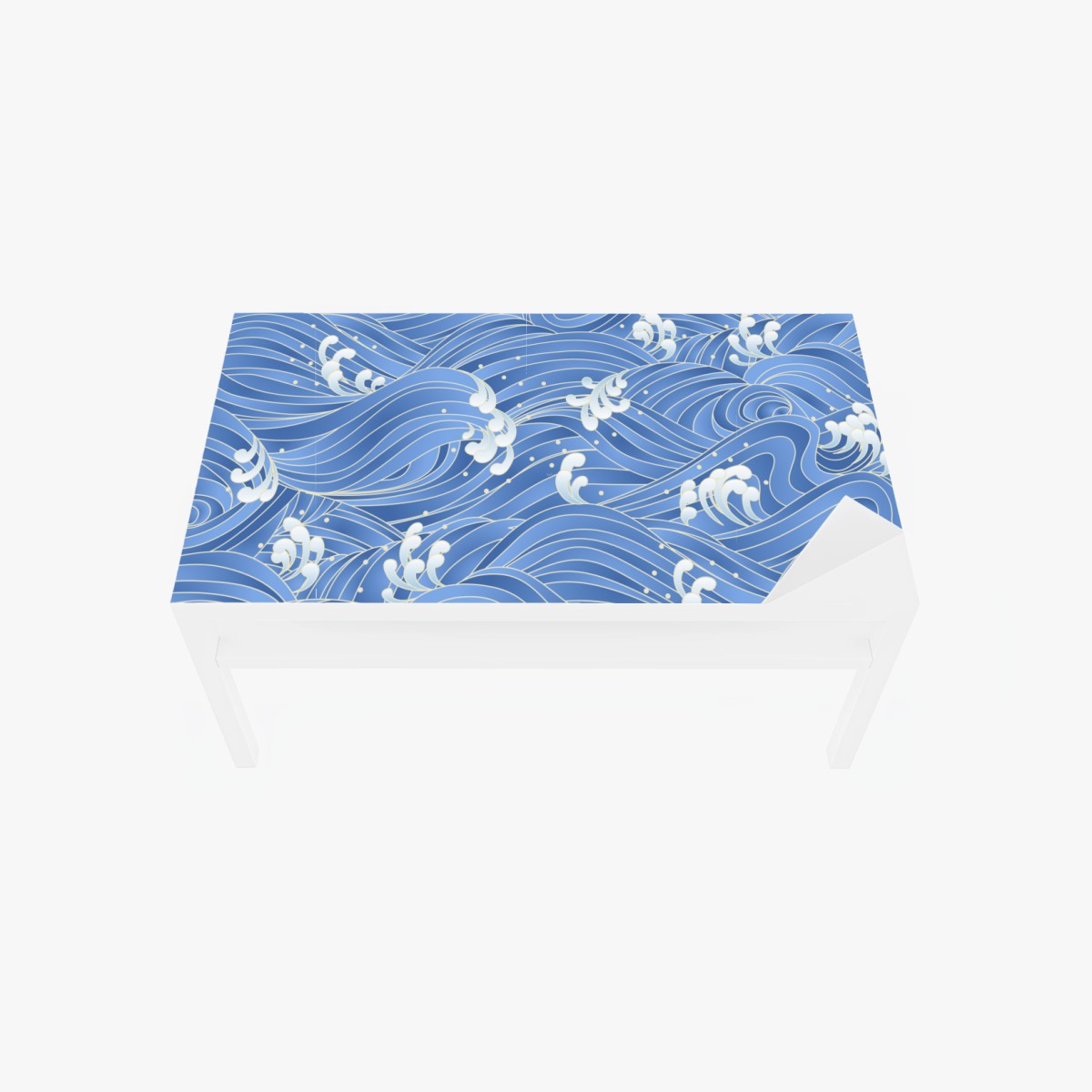 Sticker pour table et bureau motif de vagues stylisées bleu océan – Wallnifity®