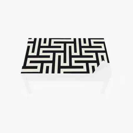 Sticker pour table et bureau motif labyrinthe géométrique noir et beige – Wallnifity®
