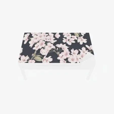 Sticker pour table et bureau motif de fleurs de cerisier délicates sur fond gris – Wallnifity®