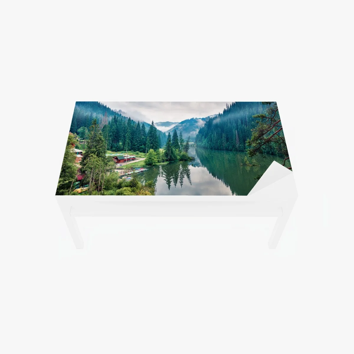 Sticker pour table et bureau matin brumeux au Lacu Roșu, Harghita – Wallnifity® Sticker pour table et bureau matin brumeux au Lacu Roșu, Harghita – Wallnifity®