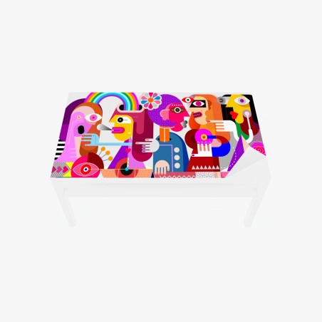 Sticker pour table et bureau rêve arc-en-ciel sur oiseau géométrique – Wallnifity®