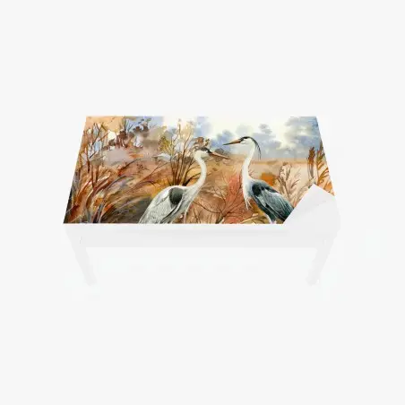 Sticker pour table et bureau hérons dans le marais automnal – Wallnifity®